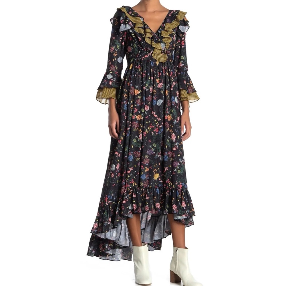 TOV
Floral Houndstooth Ruffle High/Low Hem Dress - Picture 2 of 2